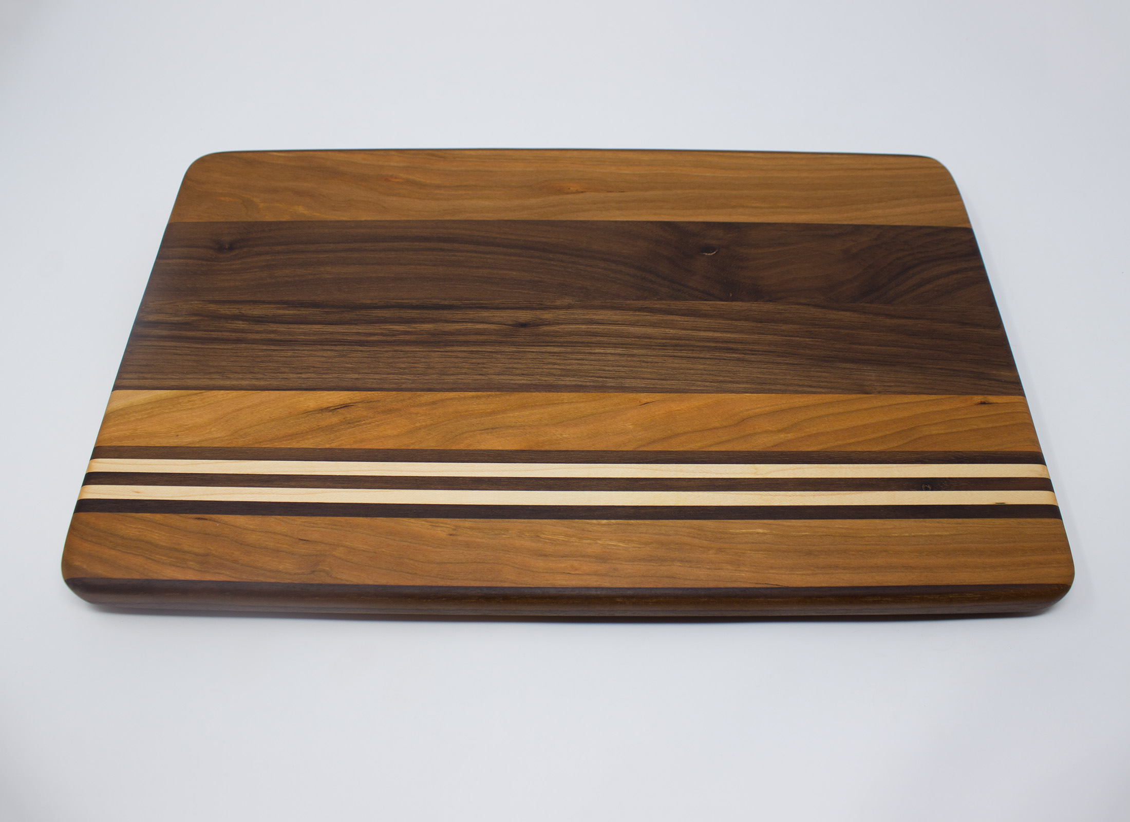 Maple Wood Cutting Board with Cherry Inlay Maple Offset Cutting Board
