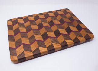 Plaid End Grain Cutting Board Purpleheart, Maple, And Walnut