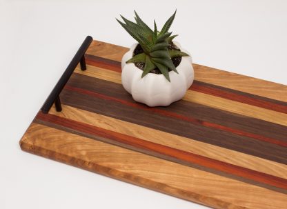 Cherry with Walnut and Red Striped Middle Serving Tray - Image 3