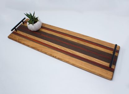 Cherry with Walnut and Red Striped Middle Serving Tray - Image 6