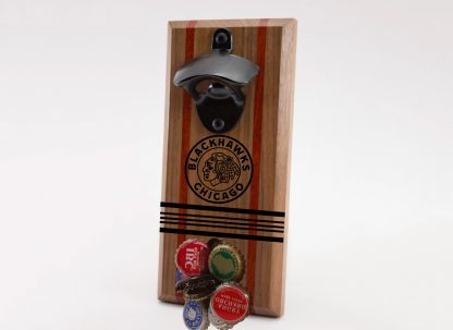 Chicago Blackhawks Circle with Stripes Logo Bottle Opener with Caps