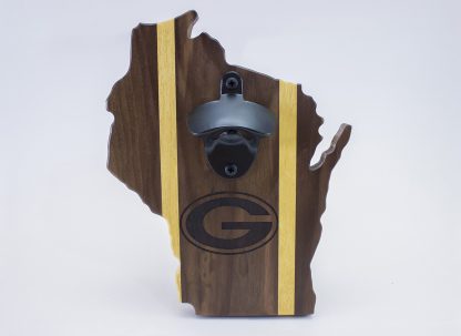 Green Bay Packers Magnetic Bottle Opener - Wisconsin Cutout - Image 2