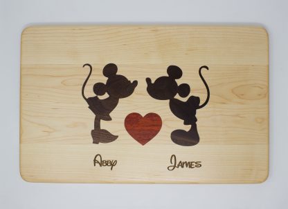 Mickey and Minnie Inlay Cutting Board with Red Heart - Image 2