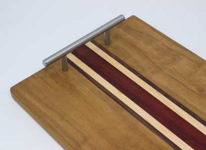 Light Walnut with Maple and Padauk Striped Serving Tray - Image 3