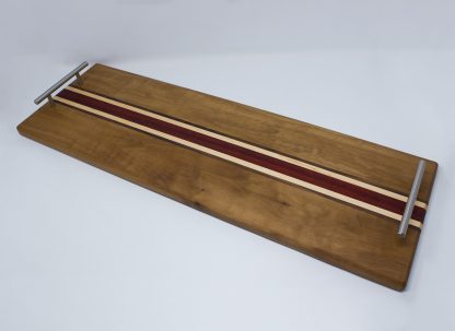 Light Walnut with Maple and Padauk Striped Serving Tray - Image 2
