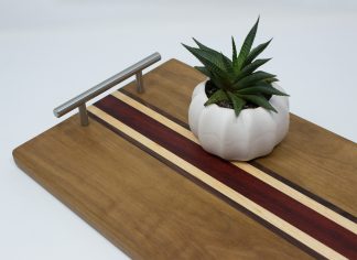 Light Walnut with Maple and Padauk Striped Serving Tray
