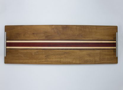 Light Walnut with Maple and Padauk Striped Serving Tray - Image 4