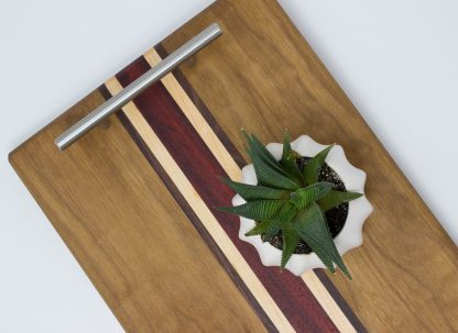 Light Walnut with Maple and Padauk Striped Serving Tray - Image 5