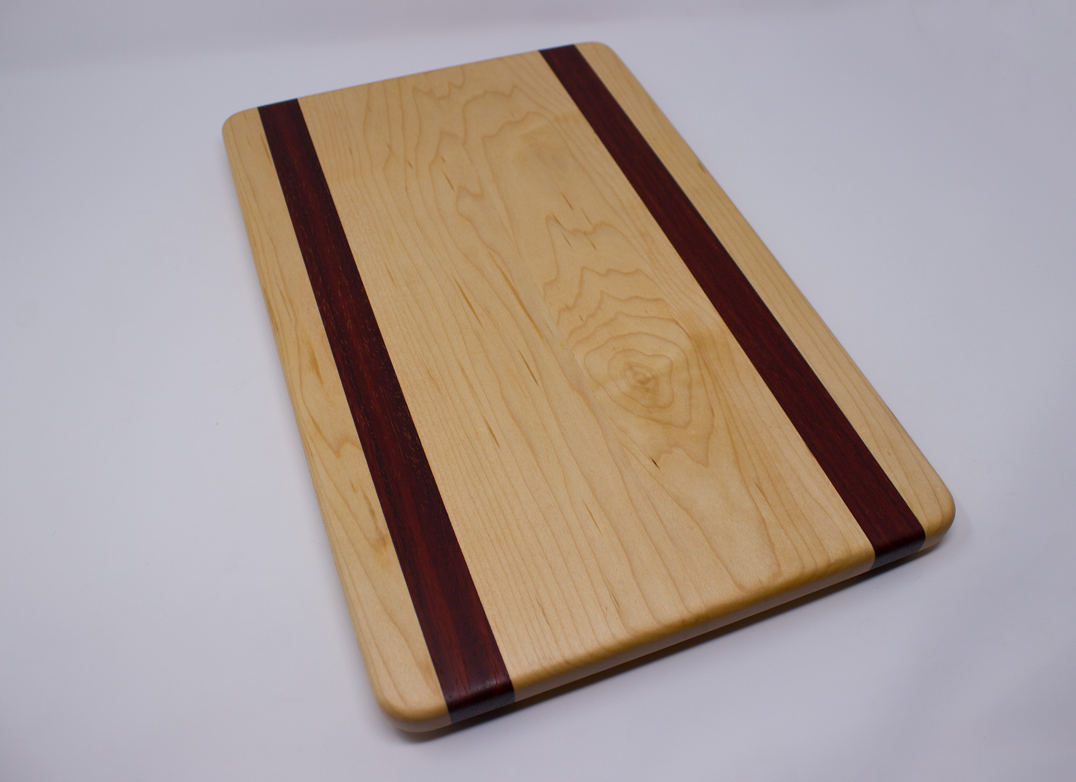 Maple with Large Red Stripes Cutting Board