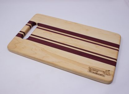 Maple and Purpleheart with Handle Cutting Board - Image 3
