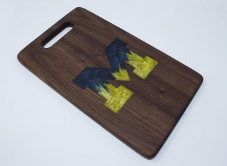 Michigan Block M Swirl Cutting Board