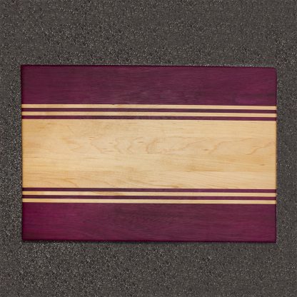 Purpleheart and Maple Stripped Cutting Board Top View
