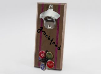Rockford Angled Text Magnetic Bottle Opener