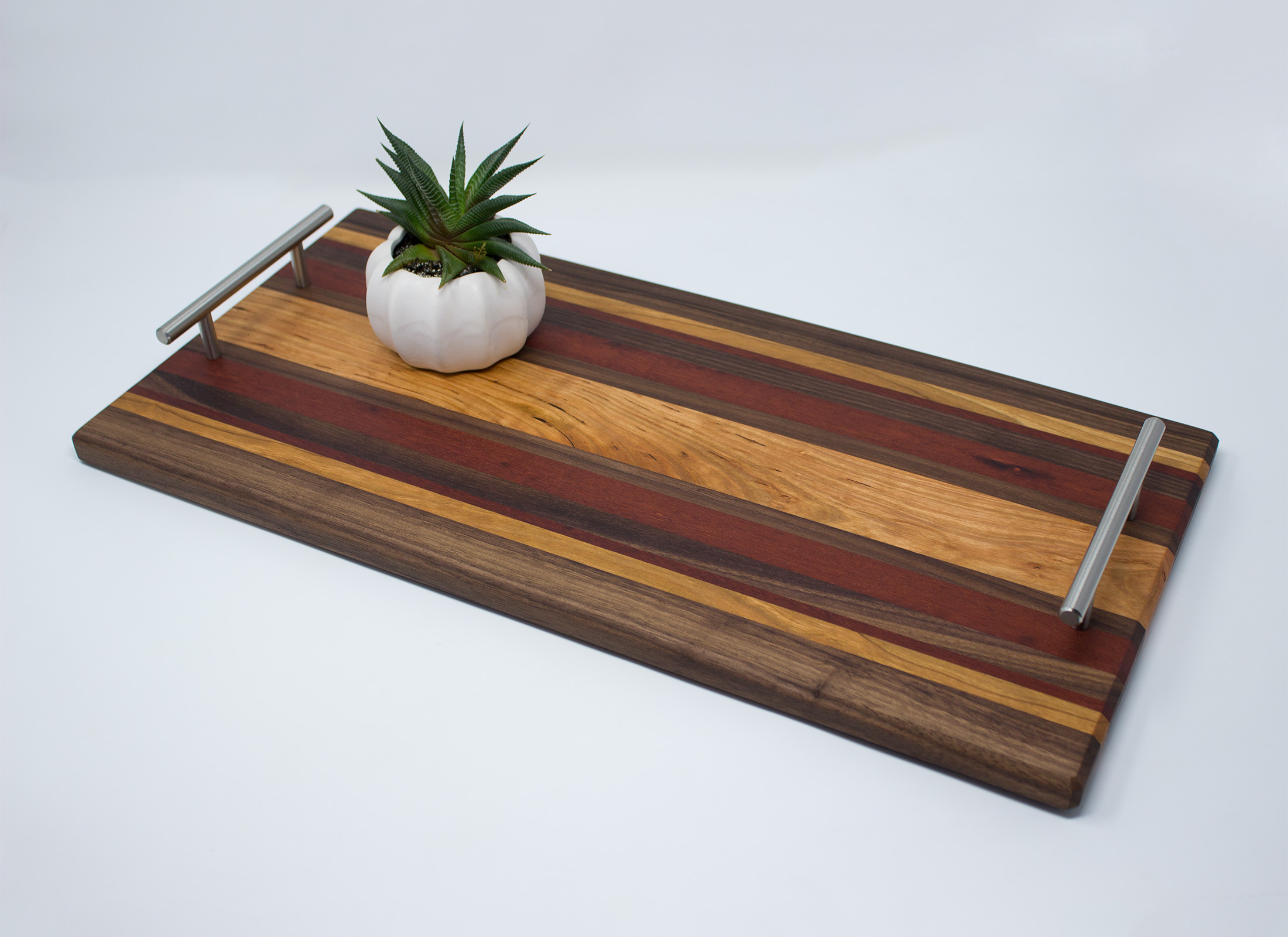 Wood Cutting Board w/Stripes - Pineapple