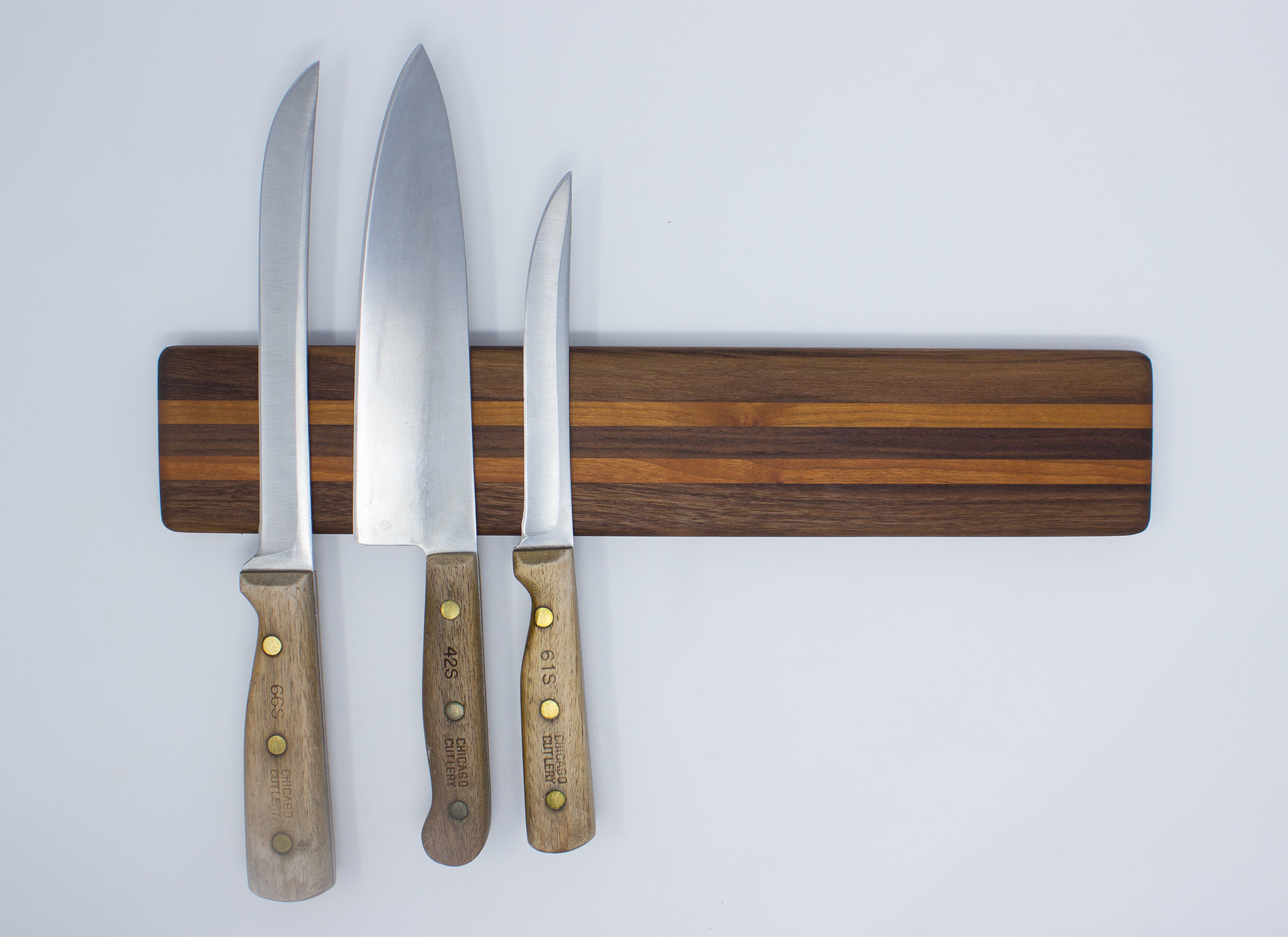 Magnetic Knife Holder - Walnut and Cherry Striped