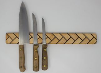 Herringbone Wood Magnetic Knife Holder - Maple and Walnut