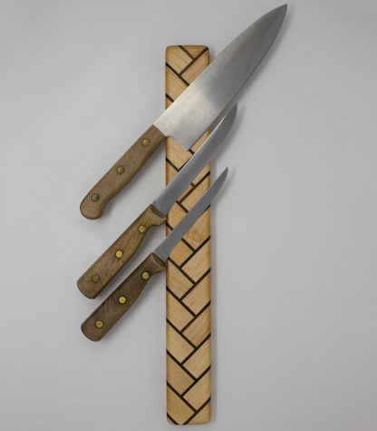 Herringbone Wood Magnetic Knife Holder - Maple and Walnut - Image 5