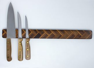 Herringbone Wood Magnetic Knife Holder - Walnut and Cherry