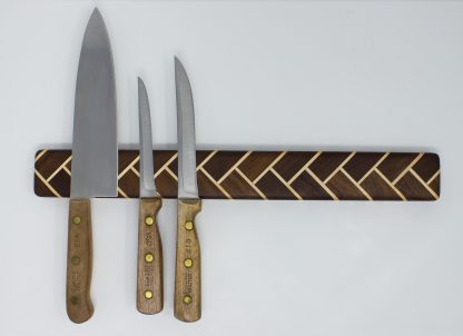 Herringbone Wood Magnetic Knife Holder - Walnut and Maple