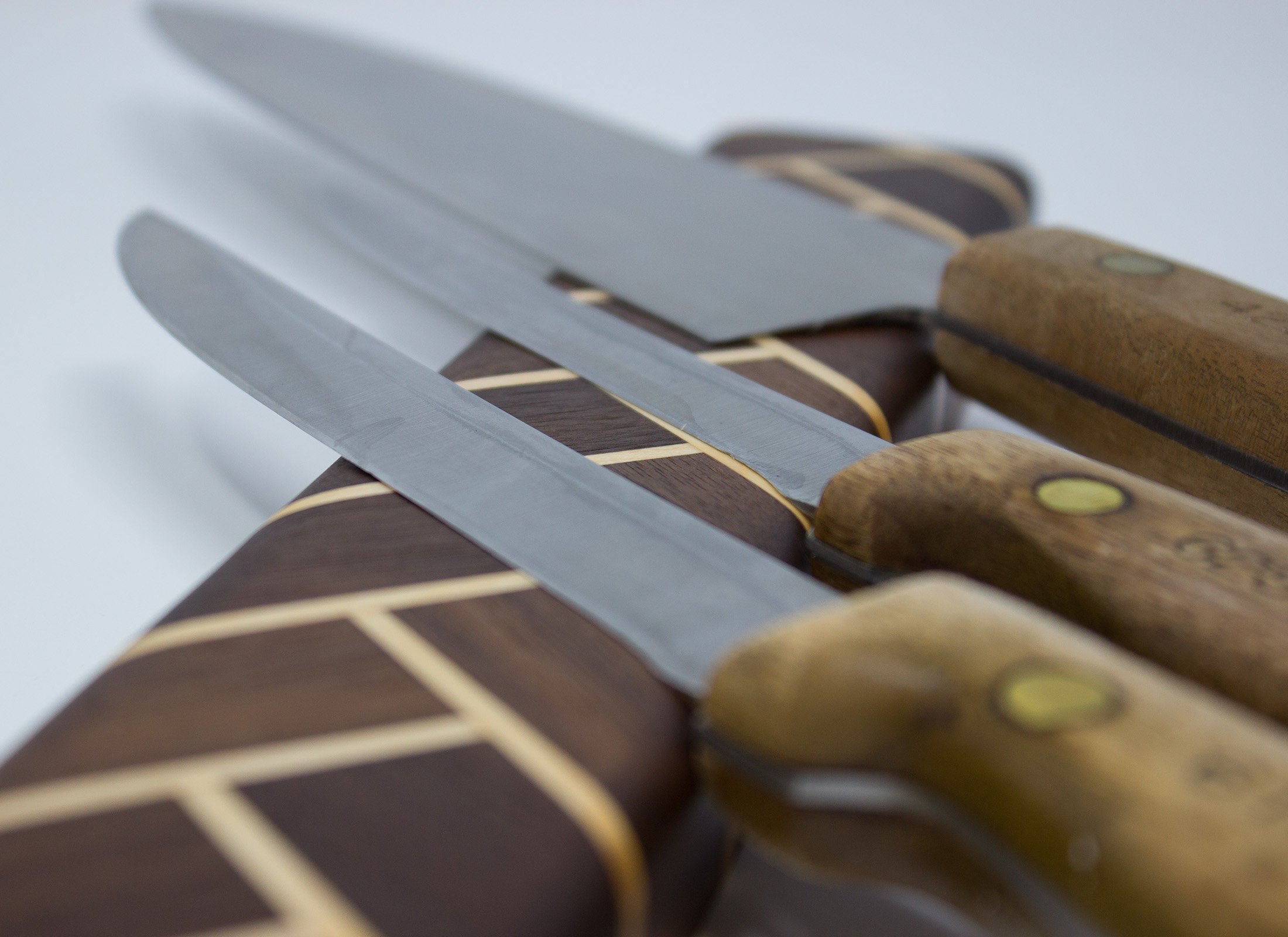 Handcrafted Walnut and Maple Magnetic Knife Block